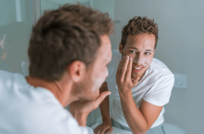 Man washing face